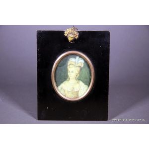 An antique ivory portrait miniature, 18th century, unsigned, a…