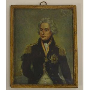 18th century handpainted portrait miniature, of a Military…