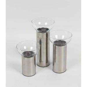 A set of three Georg Jensen aluminium candle stands, circa 2000,…