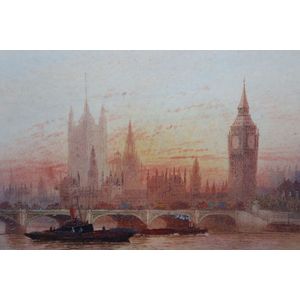 Fred E.J. Goff, 'Westminister' watercolour, signed lower right…