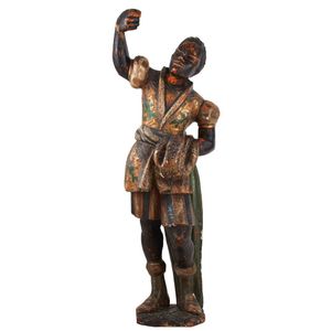 A Venetian blackamoor figure, late 18th century, carved wood…