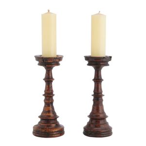 Pair wooden Gothic candlesticks Wood candle holder wooden candlestick  candle