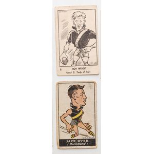 A collection of cigarette cards, mostly of Carlton football…