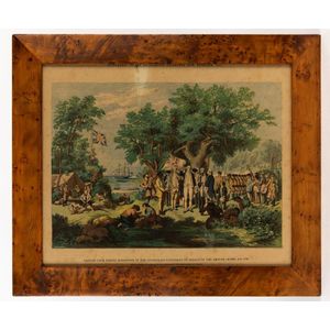 An antique Tasmanian huon pine picture frame, with an 1865…