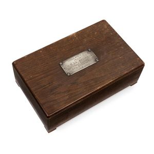 H.M.A.S. Australia antique cigar box bearing a silver label…