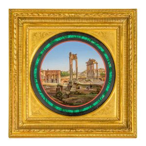 An Italian micro mosaic 'tondo' panel, depicting the Forum,…