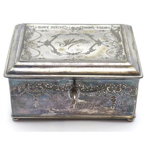 American Antique Silver Plate Jewelry Box - 13cm Length - Boxes ...