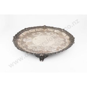 A superb Scottish sterling silver presentation salver, circular&hellip;