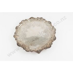 Victorian Scottish sterling silver salver, shaped circular with…