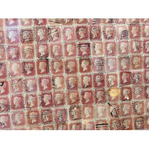 Two sets of framed English 'Penny Reds' stamps 120 stamps per…