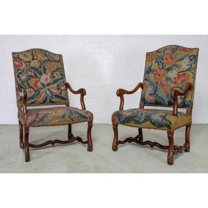 Danish Oak Wood Arm Chair in the Style of Louis XIV – Tiger Oak