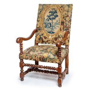 French Black/Gold Fabric Tall Chairs Louis XIV Item 015