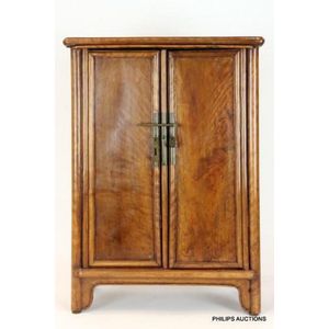 Chinese Elm Tapered Cabinet - Late 20thC Chinese Elm Tapered Cabinet - Late 20thC