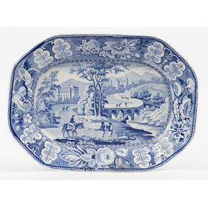 A Staffordshire blue transfer printed meat platter, circa 1840,&hellip;