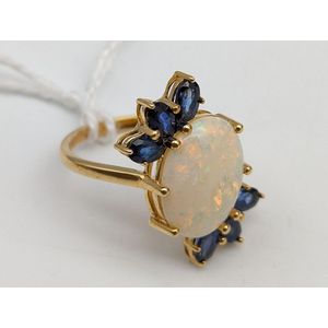 Vintage opal deals and sapphire ring