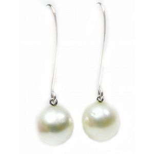 White Open Flower Shell Drop Earrings (Silver Metal Finish) - 5.5cm Drop
