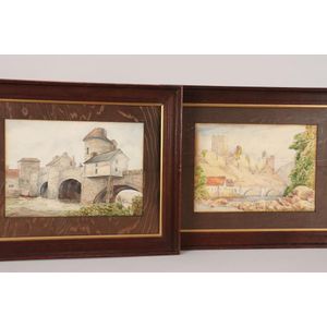 Two framed watercolour works signed E.Boulton, portraying…