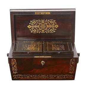 Regency Rosewood Brass Inlay Tea Caddy by William Batley - Tea Caddies ...