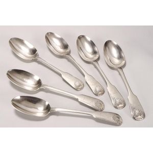 6 Silver-plated Table Spoons, Tablespoons by Bruckmann, Swabian Pattern 