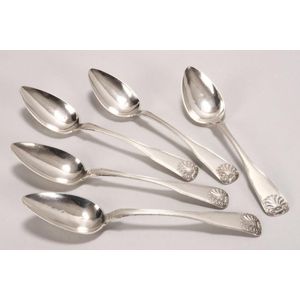 6 Silver-plated Table Spoons, Tablespoons by Bruckmann, Swabian Pattern 