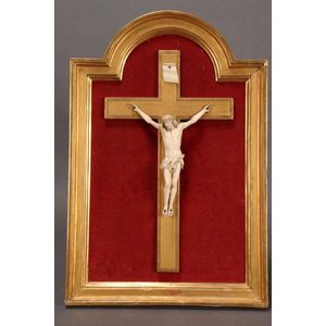 Late 19th century ivory crucifix figure, depicted wearing a…