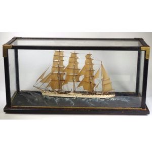 Glass cased diorama ship 'Herzogin Cecilie' a sailor built,…
