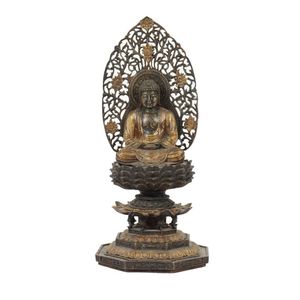 Gilt bronze figure 19th century of Amitabha, seated upon, a&hellip;
