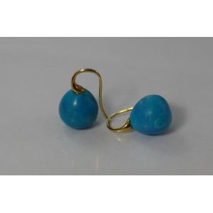 Wide In Box Nice 925 Silver Earrings With Turquoise 2.4 Grams 1.3 x 1 Cm 