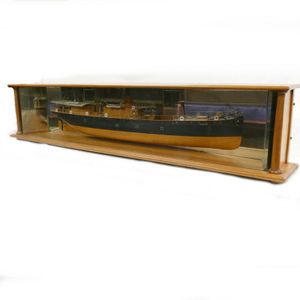 A cased half ship model of the S.S. Richmond, built in England…