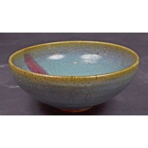 Chinese Junyao Pottery Bowl with Lavender Splash on Turquoise Ground