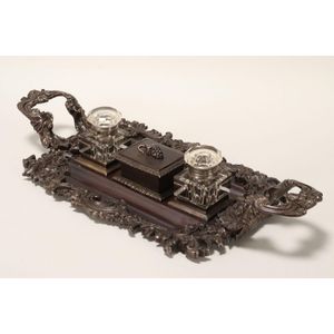 Beautiful 19th century bronze standish, in rococo taste, set…
