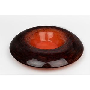A large orange and purple glass bowl by Schneider, French,&hellip;