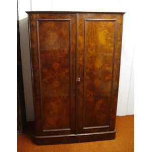 Antique Walnut Mirrored Wardrobe with Shelves and Drawers - Wardrobes ...