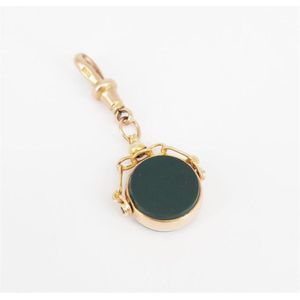 An antique English 9ct rose gold stone set spinner fob, with&hellip;