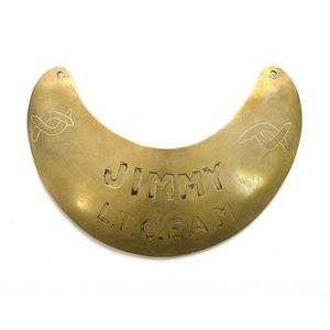 19th century brass Aboriginal breastplate. 'Jimmy, L.T.C.E.A.M.…
