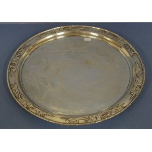 Rare Vintage Large Marble Charger selling Plate Tray with Brass Handles and Base