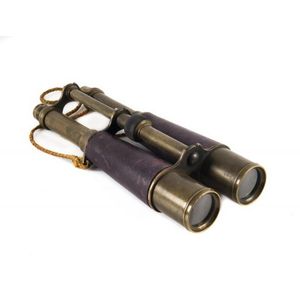 An early pair of leather bound brass binoculars, 19th century,…