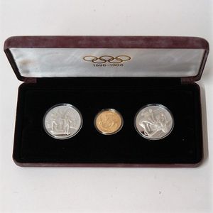 An 1896-1996 Olympic Centennial Australian three-proof coin set,…