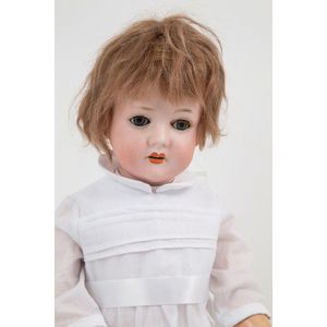 Bergmann Doll, blue sleeping eyes, light brown mohair wig on…