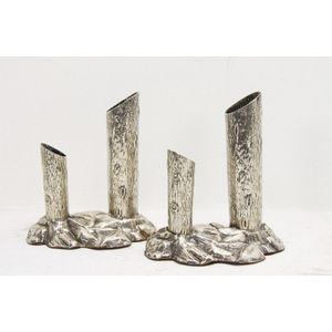 Victorian Silver Naturalistic Tree Trunk Vases - Vases - Silver