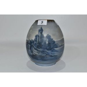 Victorian glass lamp shade decorated with hand painted castle…
