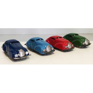 Four wind-up Minic saloon cars by Tri-Ang, circa 1950s (4)
