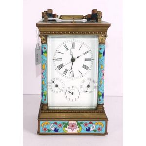 Cloisonne Brass Carriage Clock with Repeater Action - Cloisonne - Oriental
