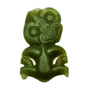 An old Maori nephrite hei tiki, pale Auhunga variety pounamu,…