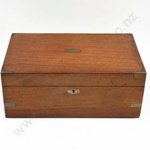 Victorian Mahogany & Brass Bound Writing Box - 40cm Wide