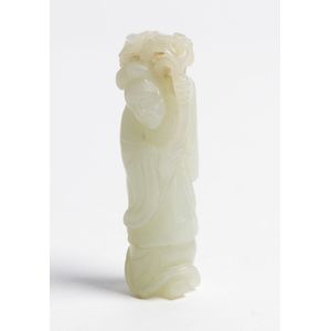 A Chinese pale celadon jade figure of a lady, Qing Dynasty&hellip;