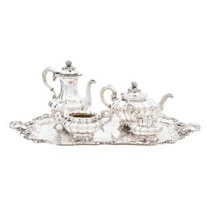 Exceptional Hand Engraved Gothic Revival Antique Sterling Silver Tea Set -  Manhattan Art and Antiques Center