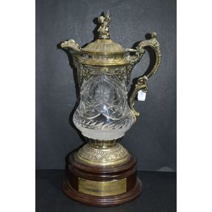Whitehill silver plate and cut crystal claret jug presentation…