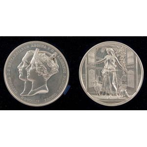 Crystal Palace Re-opening medals by Pinches, (2) white metal;…