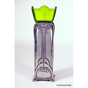 A WMF Jugendstil silver plate vase with glass Liner, circa 1900,…